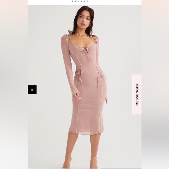 OPHELIA: BLUSH CUTOUT MIDI DRESS - Picture 3 of 4